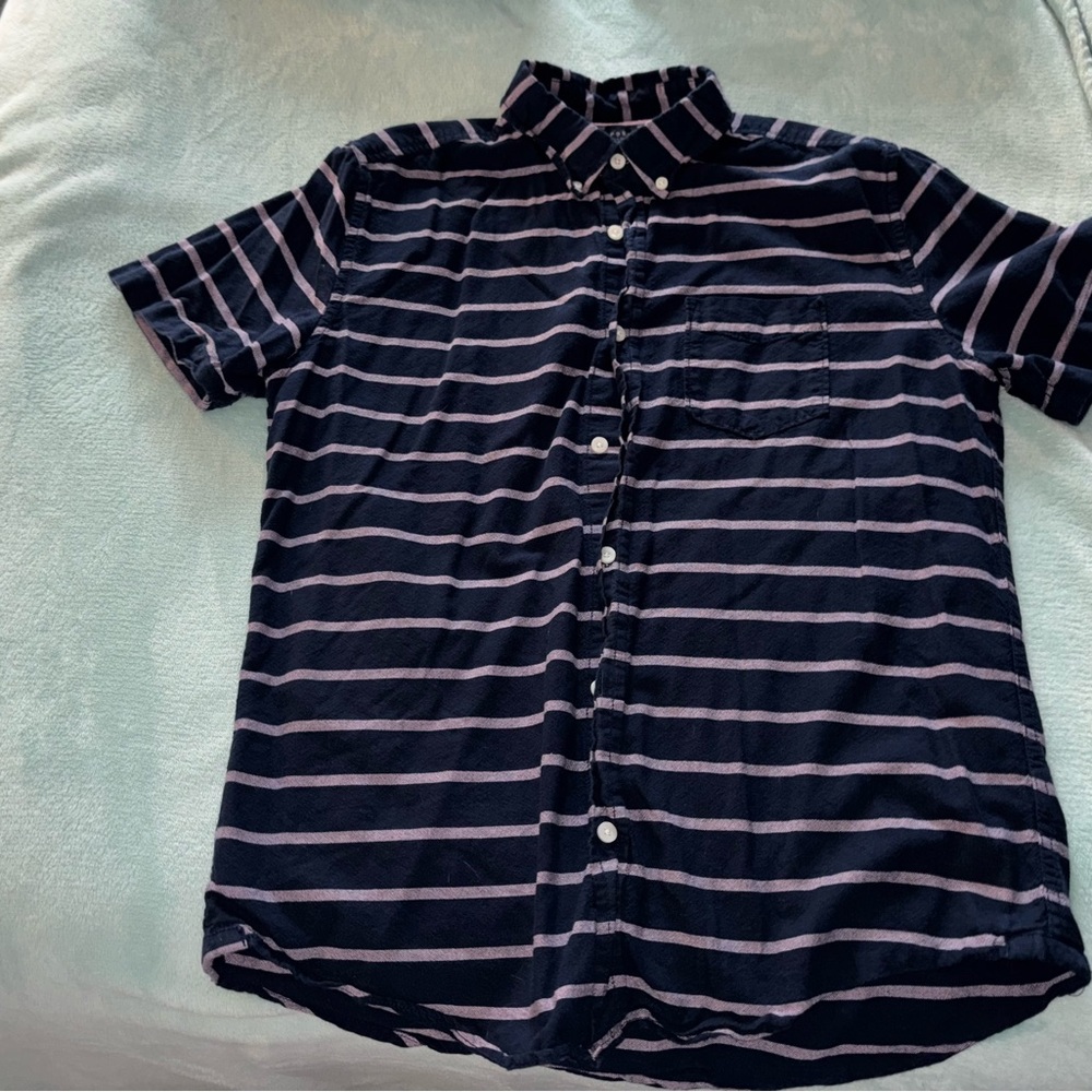 Men's Navy and purple Striped Shirt